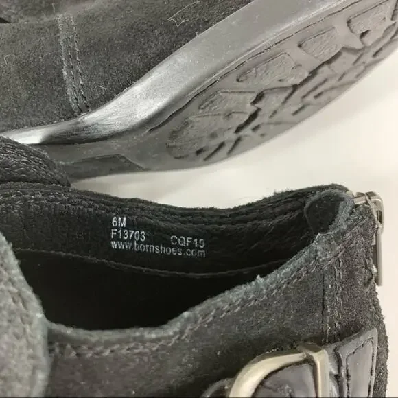 Born Nolina Leather Suede Ankle Boots Black Women’s Size 6M - Picture 6 of 10